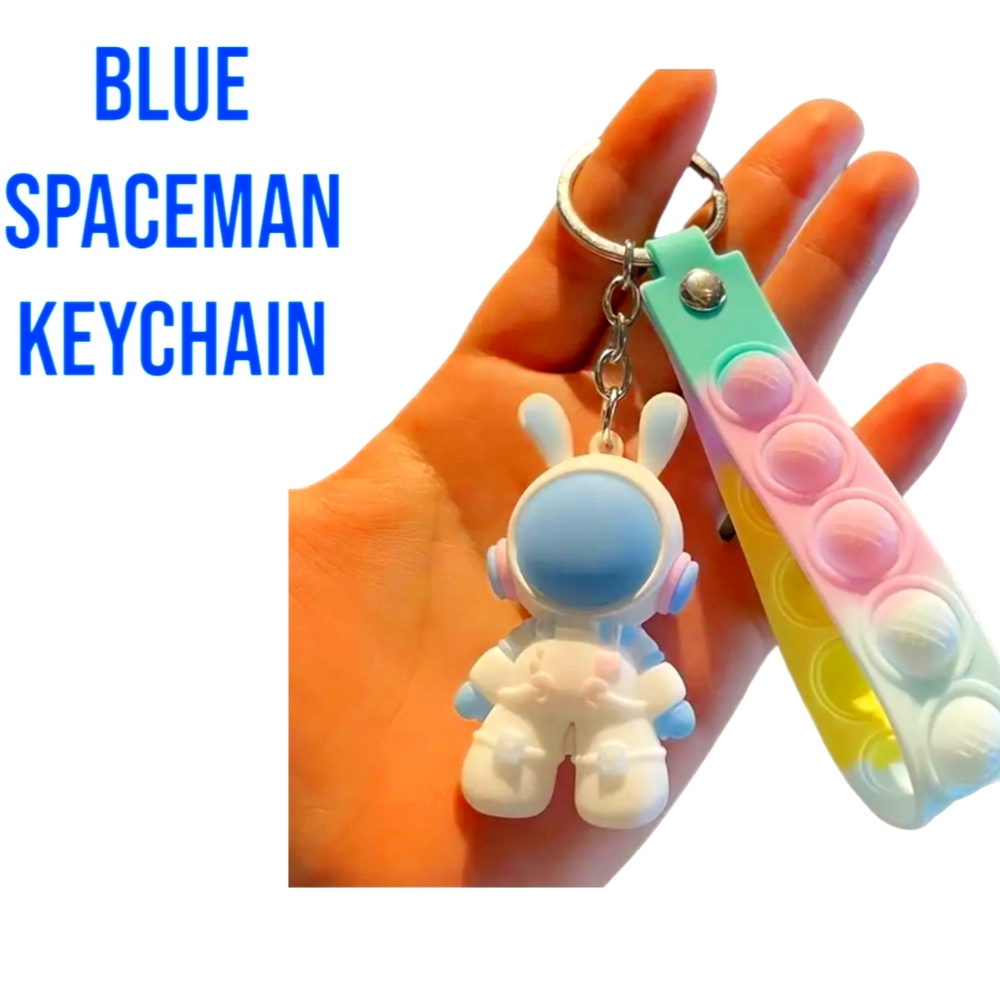 Blue Spaceman Pop Bubble Keychain